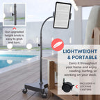LEVO Adjustable Height Floor Stand on Wheels for Tablet & Phone - Gooseneck Holder Mount with Stable Base - Compatible with All Cell Phones & Tablets (4-13 inch) - Black with Casters