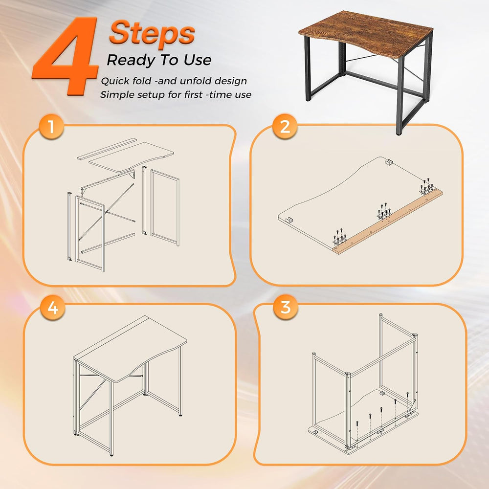 Huuger Folding Desk for Small Spaces, 23.6 Inch Foldable Computer Table