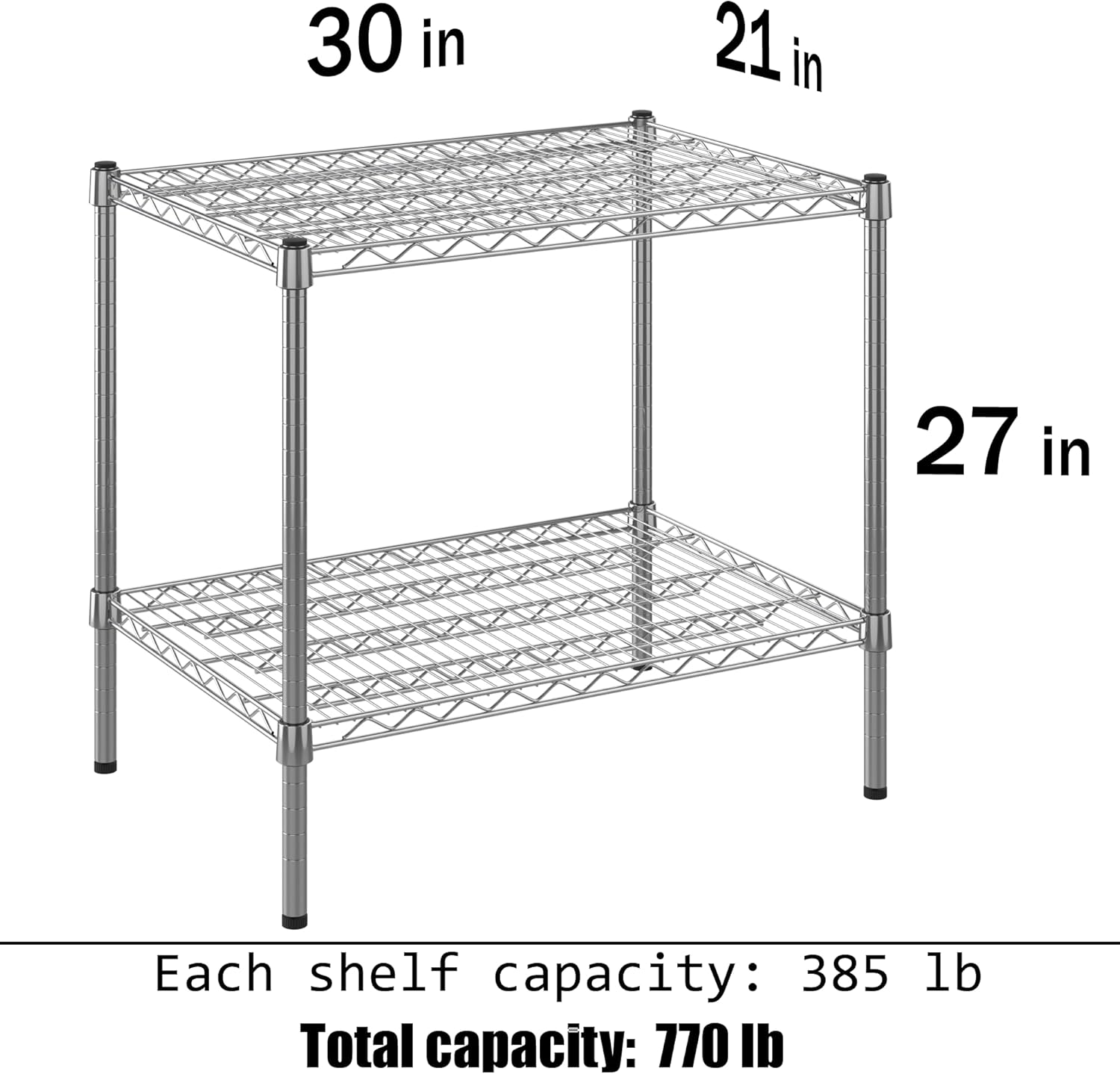21" Deep x 30" Wide x 27" Height Wire Shelving Kit | 2-Tier | NSF Commercial Storage Rack Unit