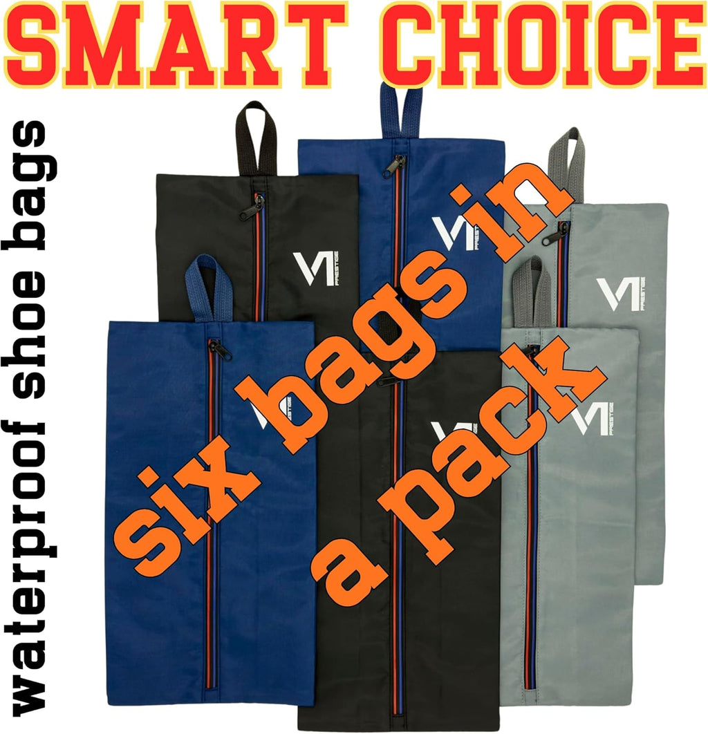 Shoe Bags Waterproof Zipper and Water-repellent Material Dust Smell Proof Versatile Durable Reliable Unisex Large Organizer Sports Travel Work School Storage Packing Lightweight Six-pack Set Gift