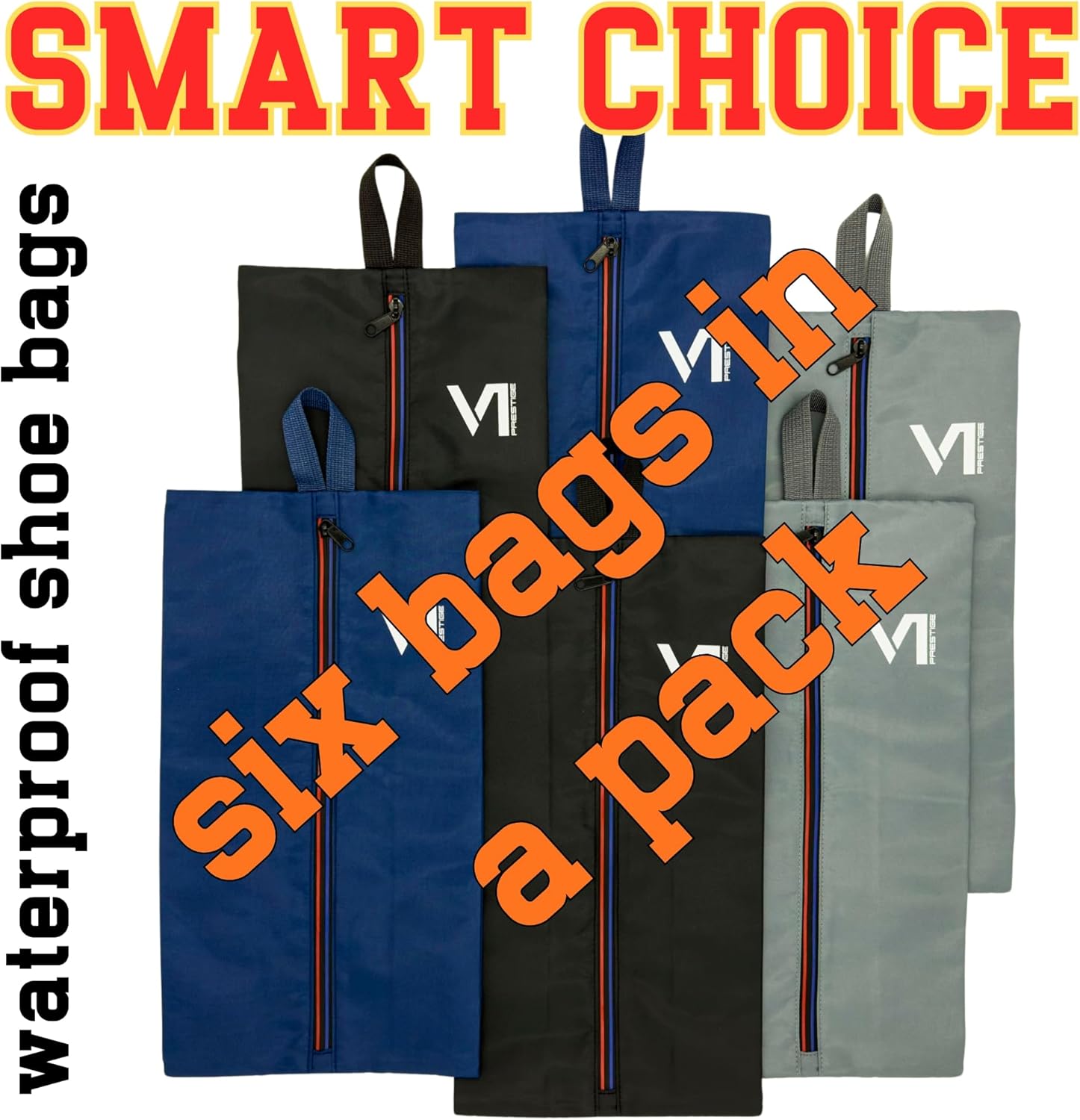 Shoe Bags Waterproof Zipper and Water-repellent Material Dust Smell Proof Versatile Durable Reliable Unisex Large Organizer Sports Travel Work School Storage Packing Lightweight Six-pack Set Gift