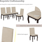 5 Pieces Dining Table Set with 43" Round Extendable Desk,Living Room Furniture W/ 4 Upholstered Curved Legs Chairs,for Restaurant,Home Bistro,Espresso