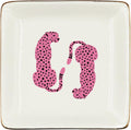 WODMIS Pink Leopard Ceramic Jewelry Tray Dish, Cheetah Gifts for Women, Trendy Retro Preppy Pink Cheetah Jewelry Plate Ring Trinket Dish, Leopard Gifts for Women