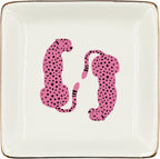 WODMIS Pink Leopard Ceramic Jewelry Tray Dish, Cheetah Gifts for Women, Trendy Retro Preppy Pink Cheetah Jewelry Plate Ring Trinket Dish, Leopard Gifts for Women