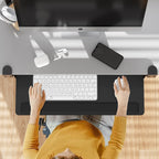 Keyboard Tray Under Desk with a Soft Wrist Rest，Under Desk Keyboard Tray Slide Out with 2 Storage Drawers，C Clamp-on Mount Ergonomic Keyboard Tray for Home and Office，26.5"x11.6"