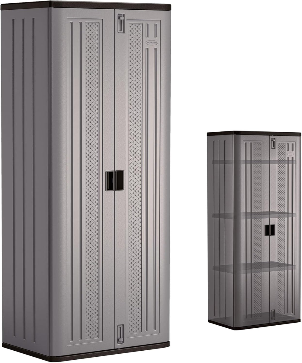 Suncast Tall Storage Cabinet for Garage Organization - 72" Freestanding ...