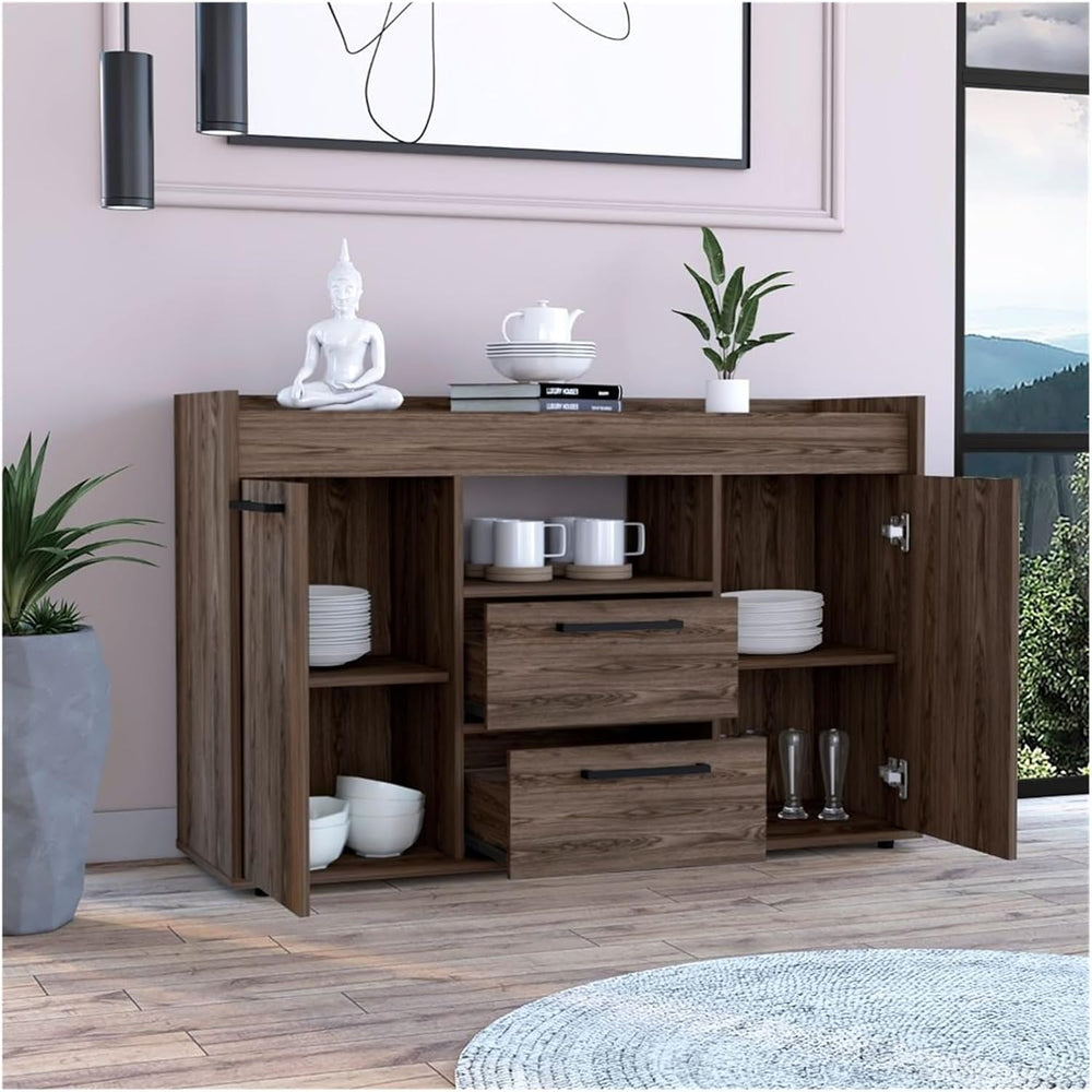 2-Drawer Sideboard Dark Walnut,Large Capacity Dining Cabinet,for Kitchen