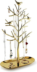 MORE&LESS Branch Jewelry Rack with metal tray,Luxury color,Tree Tower Rack Hanging Organizer for Ring Earrings Necklace Bracelet,Suitable for living rooms, bathrooms,offices,etc.
