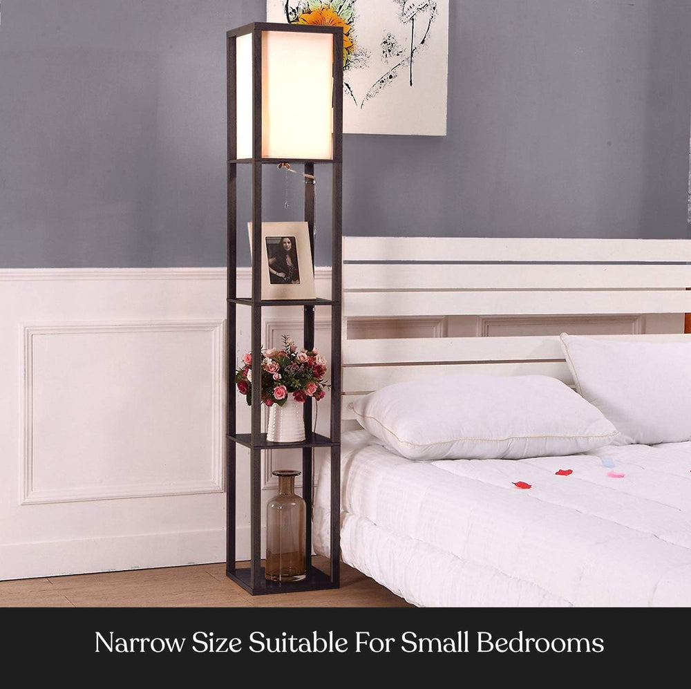 Brightech Maxwell - Modern Shelf Floor Lamp with Lamp Shade & Warm White ...