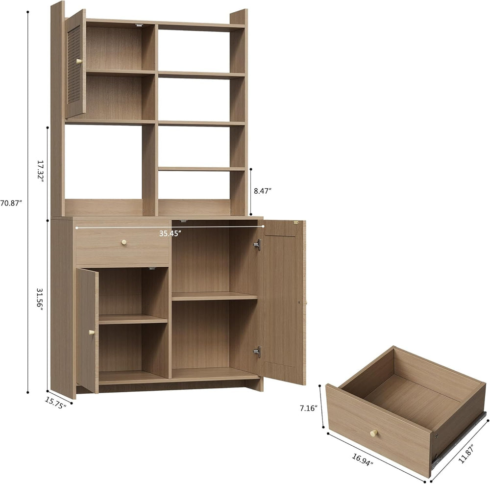 IDEALHOUSE Kitchen Pantry Cabinet with Adjustable Shelf, 71" Tall Storag...