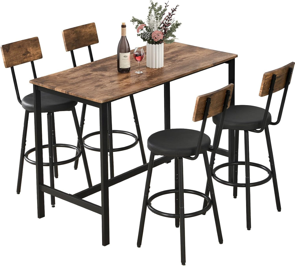 Zevemomo 5-Piece Dining Table Set, Bar Table Set for 4, Kitchen Table and Cha...