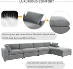 176.4 Inch L Shaped Modular Sectional Sofa with Removable Ottoman, 5-Seater Oversized Deep Seat Corner Couch for Living Room, Apartment, Office, Spacious Space, Grey