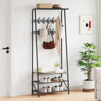 IDEALHOUSE Coat Rack Shoe Bench with 10 Hooks, Hall Trees Entryway Bench with Storage, Multifunctional Hallway Organizer, Wood Look Accent Furniture (Grey, 10 hooks-25.2 in)