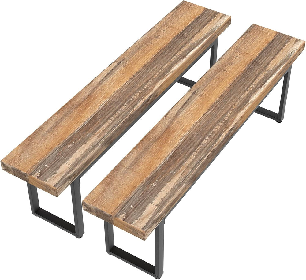 59" Farmhouse Dining Bench Pair 2, Wooden Bench Seat Kitchen Table, Brow...