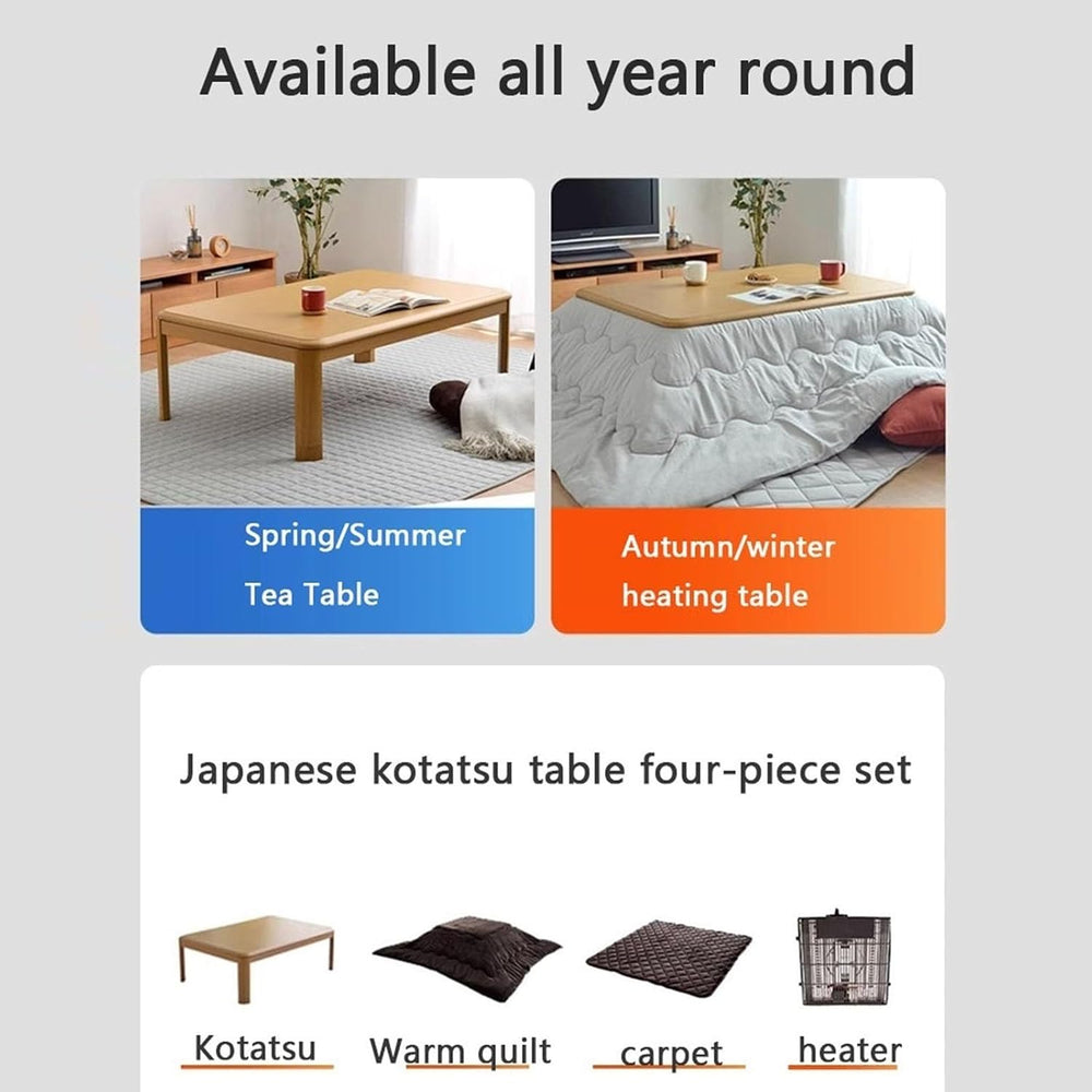 Kotatsu Heating Table Set 80/120cm Japanese-Style Stove Futon Set Kotatsu Hea...