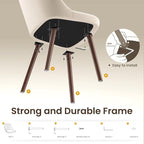 Upholstered Dining Chairs Set of 6, Modern Fabric Kitchen Chairs with Back, Wood Legs for Kitchen Dining Room Restaurant, Beige
