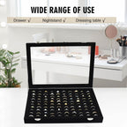 Velvet Ring Display Tray Organizer Box with Transparent Lid, 100 Slot Ring Holder Showcase For Store Display Jewelry Show Home, Ring Organizer For Rings Earrings (Black)