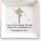 Inspirational Bible Verse Jewelry Dish,4" Ceramic Jewelry Tray Christian Gifts for Women, Religious Gifts for Mom, Daughter, Sister, Friends - Birthday, Confirmation, Catholic Gift for Her, Teen Girls