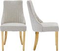 Beige Mid Century Dining Chairs Set of 2, Modern Kitchen & Dining Room Chairs Set of 2, Chenille Fabric Upholstered Kitchen Chairs, Sillas de Comedor, Gold Legs (Beige, 2 Pcs)