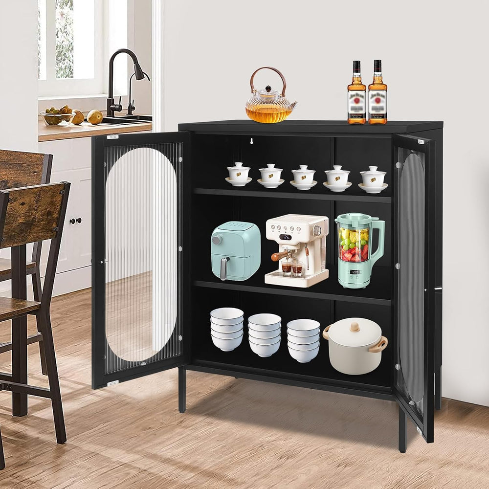 Xuthusman 3 Tier Floor Storage Cabinet, Freestanding Storage Unit with Adjust...