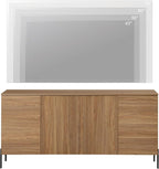 WAMPAT 61.6" TV Stand Cabinets for TVs up to 70 Inches, Entertainment Center with Storage Cabinets and 4 Doors, Mid Century Modern Media TV Console Table for Living Room Bedroom, Brown