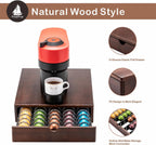 FlagShip Nespresso Vertuo Pod Drawer Storage - Elegant Wood Frame, 50 Pod Capacity