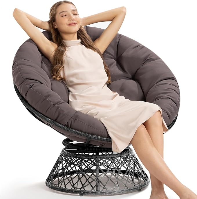 Bme 40" Ergonomic Wicker Papasan Chair