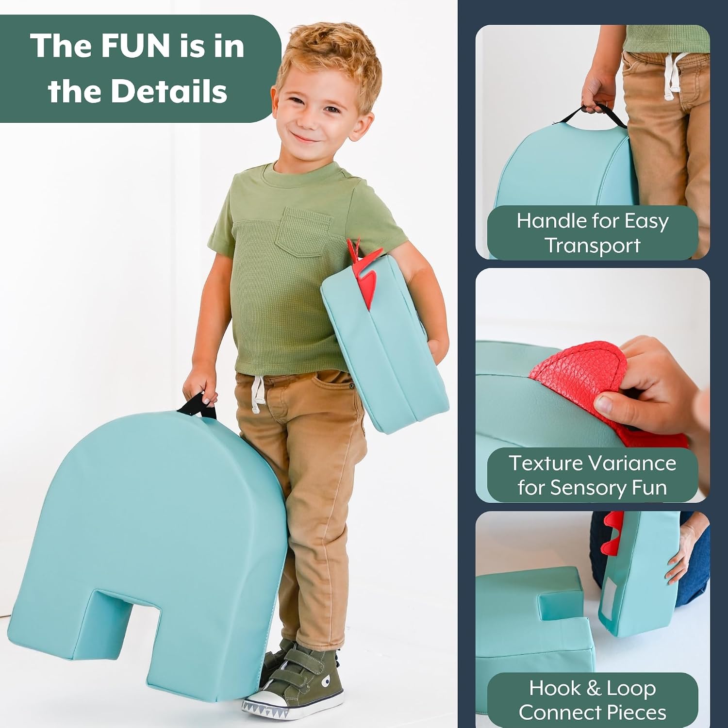 Children's Factory Spike the Dino, Aqua Foam Kids Stool, Toddler Soft Seating Chair for Daycare, Preschool and Home, Lightweight and Easy to Clean, Little Explorers Collection