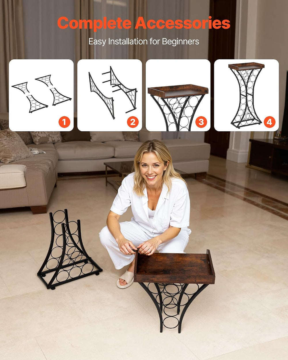 VEVOR 15 Bottle Wine Rack,Iron Freestanding Floor Wine Holder, Mini Bar Stand...