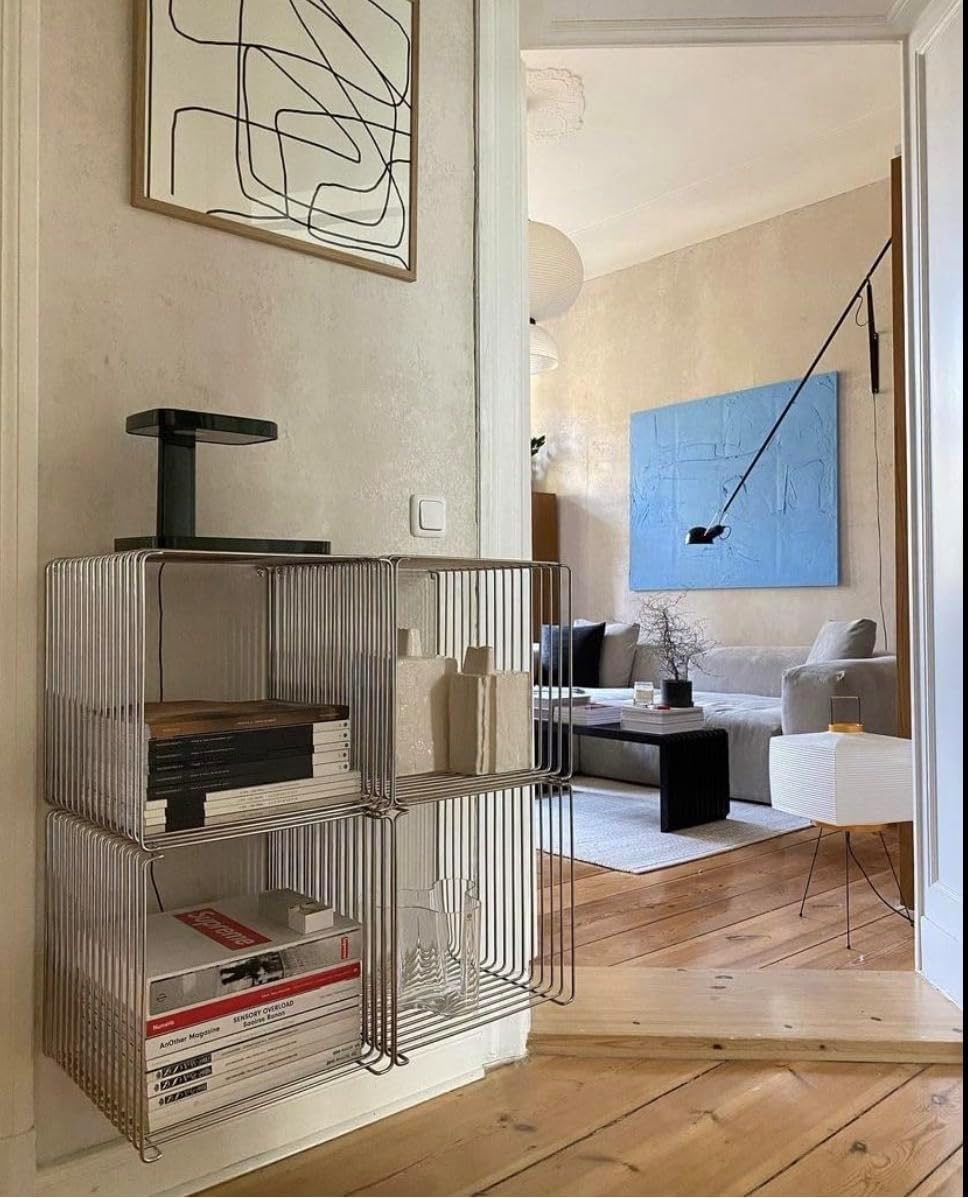 304 Stainless Steel Side Table,Square Geometry Retro Side Table Linear Metal ...