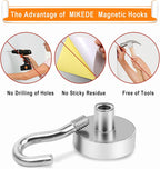 MIKEDE Magnetic Hooks Heavy Duty, 30Lbs Neodymium Magnets with Hooks for Refrigerator, 10Pcs Strong Cruise Hooks for Hanging, Magnetic Hanger for Grill, Toolbox, Storage