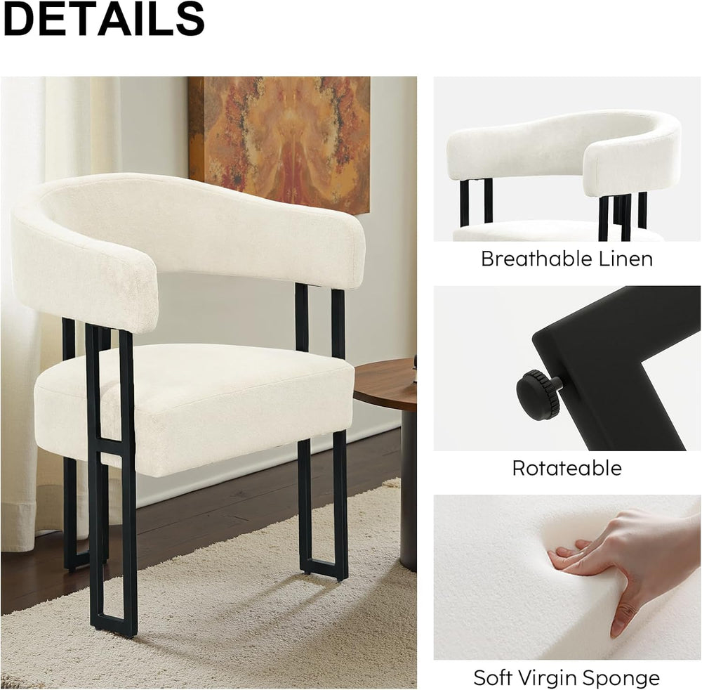 SIMTONAL Upholstered Dining Chairs Set of 4, Boucle Barrel Chairs with Arm