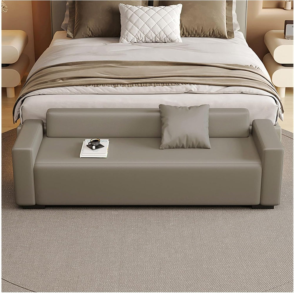 Modern End of Bed Bench for Bedroom, Entryway with Padded Seat & Solid Wo...