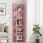 TUTOTAK Bookshelf, 6-Tier Tall Narrow Book Shelf for Small Space | 10.7 x 14.5 x 65.3 Inches Skinny Display Shelf with Storage for Living Room, Office, Study, Entryway, Pink BS01BP006