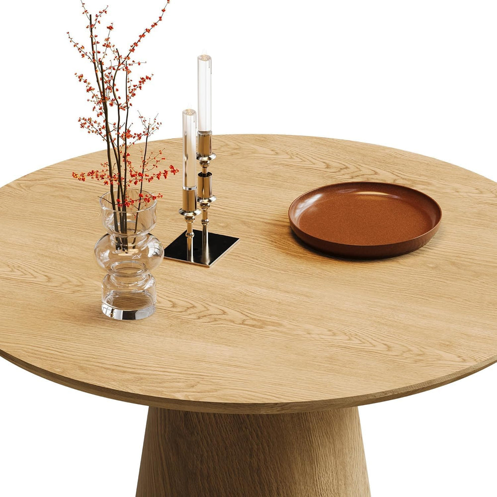 Farmhouse Round Dining Table for 4-5, 43" Round Wooden Kitchen Table wit...
