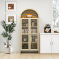 70.28 Inch High Arched Kitchen Pantry, Wooden Kitchen Storage Cabinet with Adjustable Shelves for Dining Room, Living Room, Entryway