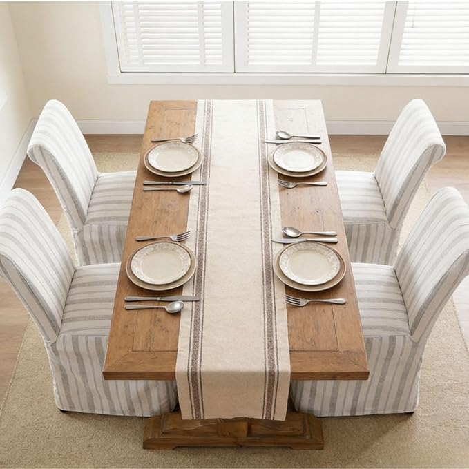 Parsons Dining Chairs Set of 4 Fabric Upholstered Kitchen Chairs with Wood Legs Armless High Back Side Chairs with Removable Skirtd Cover for Dining/Living Room,Banquet, Khaki