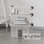 Superio Storage Bins with Lids- 8 Pack, 7.4 Qt Clear Boxes for Organizing, Stackable Plastic Containers- BPA Free, Non-Toxic, Odor Free, Organizer for Home, Office, Dorm