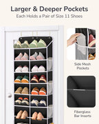 ULG Over The Door Shoe Organizer with 16 Large Pockets, Hanging Shoe Rack for Closet Door, Space Saving Shoe Storage Black