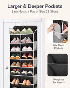 ULG Over The Door Shoe Organizer with 16 Large Pockets, Hanging Shoe Rack for Closet Door, Space Saving Shoe Storage Black