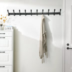 SKOLOO Coat Rack Wall Mounted - 10 Hooks, Heavy Duty, Stainless Steel, Metal Wall Hangers, Sturdy Coat Hooks for Hanging Coats, Jacket, Clothes, Hat, Black