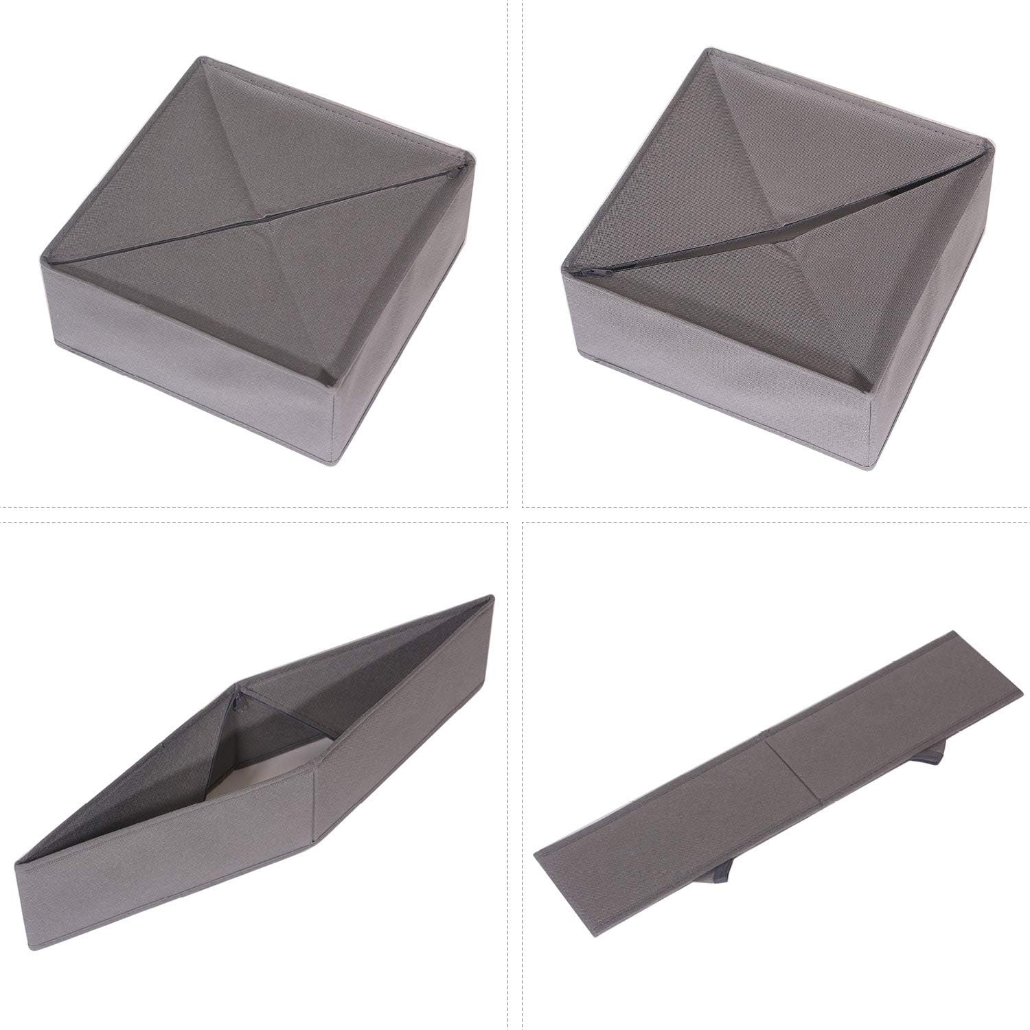 DIOMMELL 4 Pack Foldable Cloth Storage Box Closet Dresser Drawer Organizer Fabric Baskets Bins Containers Divider for Clothes Underwear Bras Socks Lingerie Clothing, M Grey 22-0000