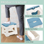 uxcell 8" Folding Step Stool for Adults 165 lbs Capacity Non-Slip Step Stool with Handle Collapsible Foot Stools, Blue Small Stepping Stool for Bathroom, Bedroom, Kitchen