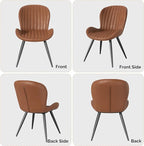 Nalupatio Dining Chairs Set of 6, Modern Dining Room Chairs Comfy Backrest Thick Upholstered Kitchen Chairs 19IN Height with Metal Legs Brown