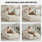 50" Chaise Lounge Chair Indoor, Oversized Boneless Cloud Couch Chair with 3 Pillows, Deep Seat Sleeper Chairs, Reading Chair for Living Room, Bed Room, No Assembly Required, Beige