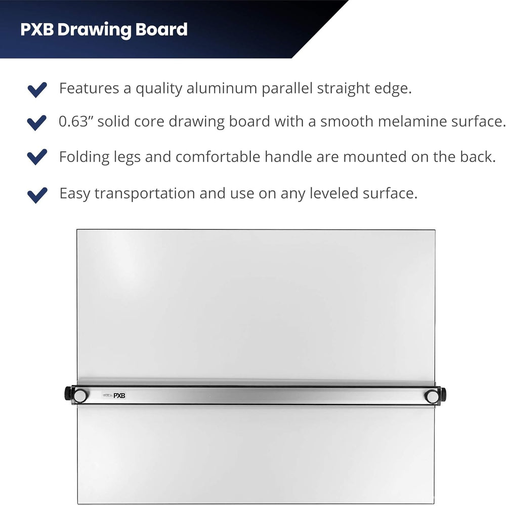 Pacific Arc Table Top Drawing Board with Parallel Bar, White, 24 inches by 36...