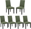 VECELO Upholstered Dining Chairs Set of 6, Modern PU Leather and Solid Wood Legs & High Back for Kitchen/Living Room- Green