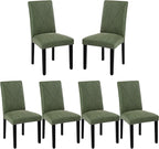 VECELO Upholstered Dining Chairs Set of 6, Modern PU Leather and Solid Wood Legs & High Back for Kitchen/Living Room- Green