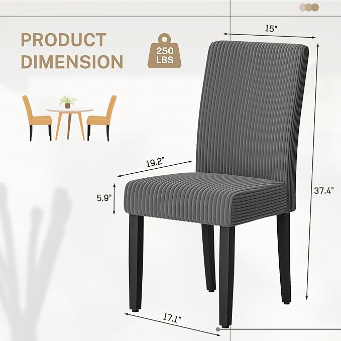 Furmax Ergonomic Dining Chairs Set of 2, Upholstered Fabric Dinning Room Chai...