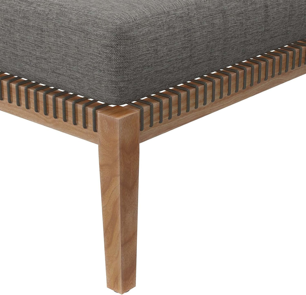 Modway Clearwater Outdoor Patio Teak Wood Ottoman in Gray Graphite